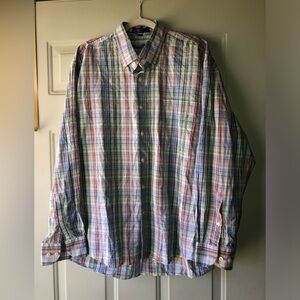 Alan Flusser plaid button-front shirt size XL